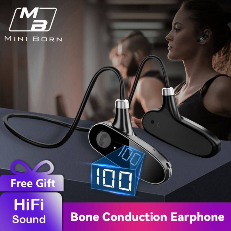 Ασύρματα ακουστικά Mini Born Bluetooth Earphone Bone Concept Earphone με κορδόνι λαιμού, κρεμαστά αυτιά, αθλητικά ακουστικά HD Ste_voghion.com