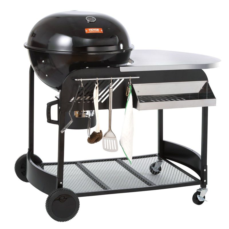 VEVOR 21 Inch Kettle Charcoal Grill BBQ Portable Grill With Cart Outdoor Cooking_voghion.com