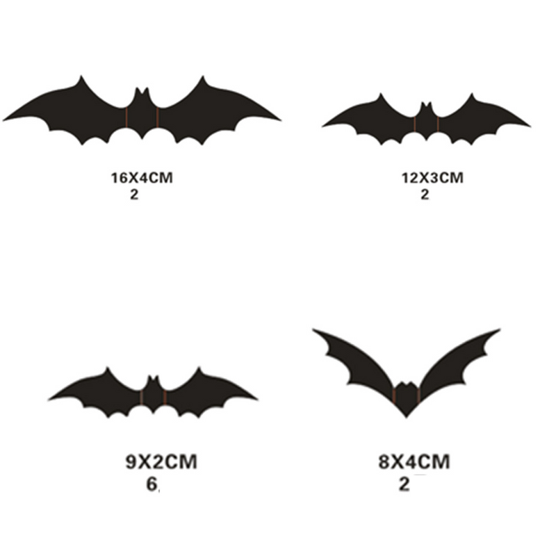 16 szt. w opakowaniu Halloween nietoperz 3D czarny trójwymiarowy nietoperz naklejka Halloween Naklejka ścienna na Halloween trójwymiarowy nietoperz_voghion.com