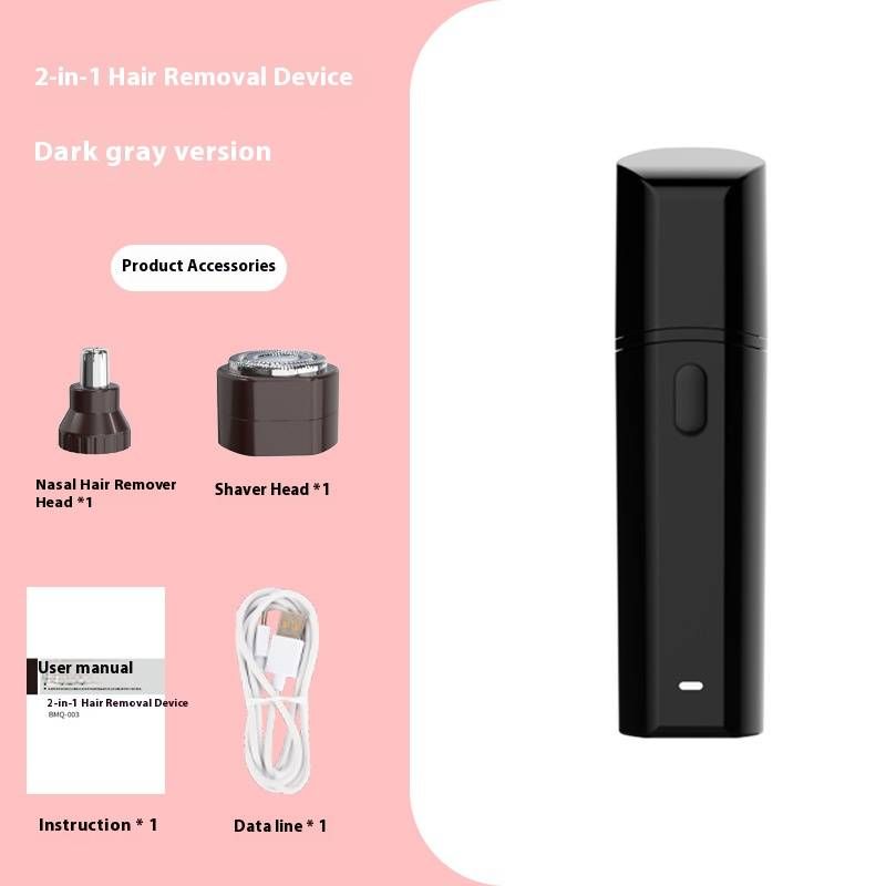 Recortadora y afeitadora eléctrica 2 en 1 para mujer, para bikini y cuerpo - Diseño de doble cabezal, indolora y suave, portátil y recargable (blanco/rosa/gris oscuro)_voghion.com