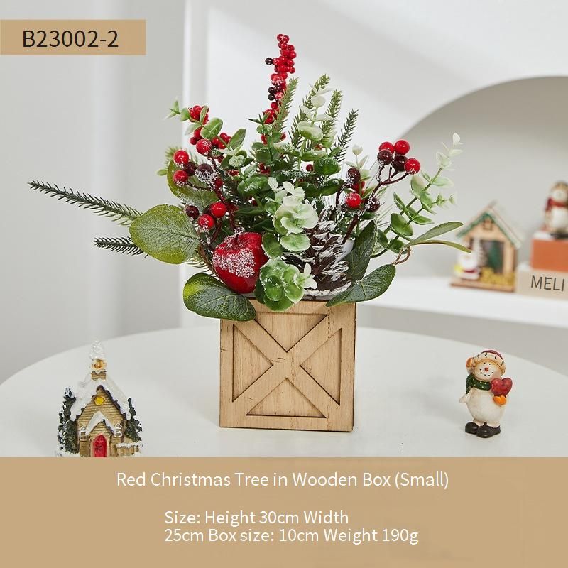 Mini albero di Natale rosso con luci – Decorazione natalizia da tavolo in legno per casa, ufficio e decorazioni festive (diverse dimensioni e opzioni di illuminazione)_voghion.com