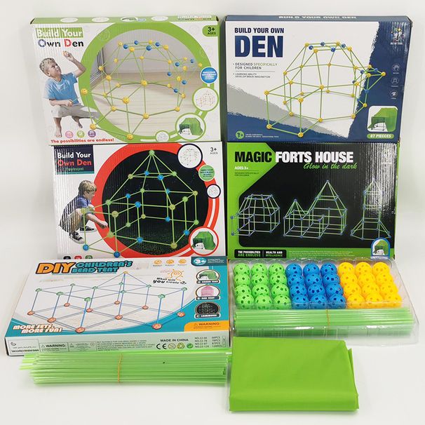 Pilies meistras vaikams šviečiančios statybinės kaladėlės žaislai karoliukų palapinė Žaidimas Kūdikių statymas viduje ir lauke Namo forma_voghion.com