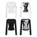 Retro Off-Shoulder Long-Sleeve Tee – Versatile & Chic Cover-Up (S/M/L, Black & White)_voghion.com