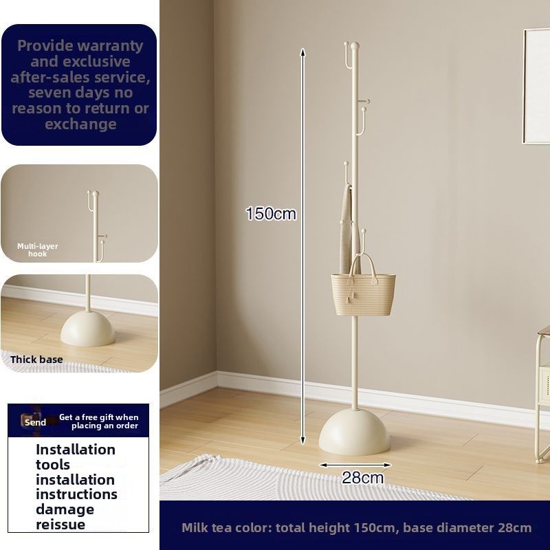 Cream Style Creative Designer Bedroom Home Indoor Floor-standing Clothes Living Room Entrance Single Rod Coat Rack_voghion.com