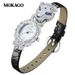 Luxury Leopard Print Diamond Accent Quartz Watch For Women - Elegant Oval Dial With Genuine Leather Strap, Mineral Crystal Glass, 30M Water Resistant_voghion.com