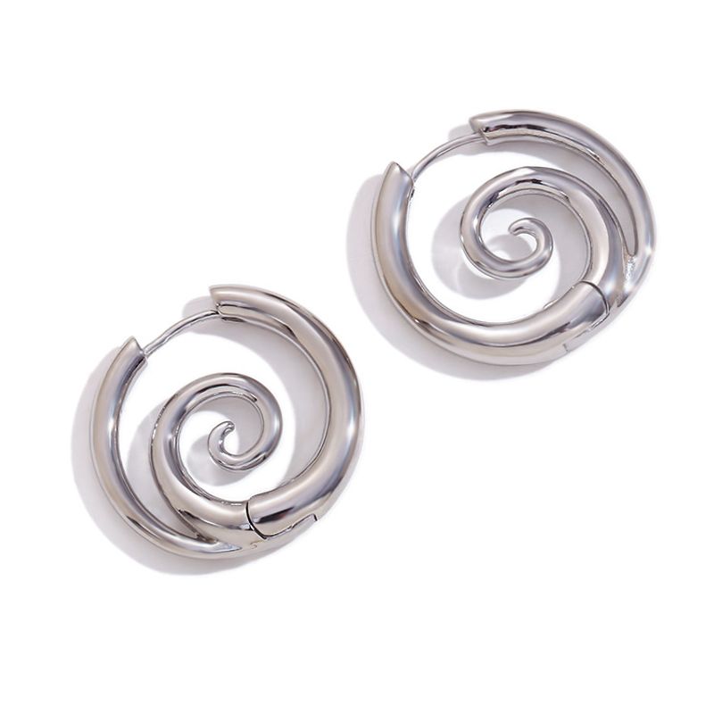 Orecchini esplosivi personalizzati di design di nicchia di moda, orecchini a spirale semplici a forma di lumaca in acciaio inossidabile placcato oro 18 carati_voghion.com