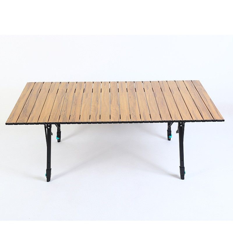 Outdoor Aluminum Alloy Folding Supplies Picnic Portable Lifting Camping Wood Grain Chicken Rolls Table_voghion.com