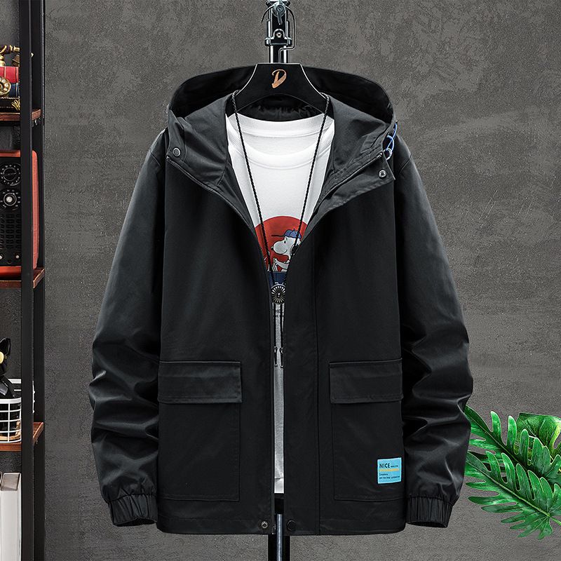 Mantel Mode lässig trendige Marke Herren Kapuzenjacke Arbeitskleidung Farbe blockiert Kleidung Herbst-Outfit_voghion.com