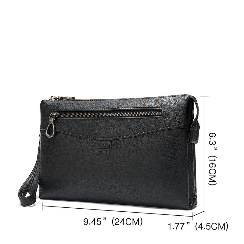 Men's Clutch Bag Wrist Bag Top Layer Cowhide Clutch Bag Men's Casual Soft Leather Horizontal Envelope Wrist Strap Large Capacity Wallet Fashion_voghion.com