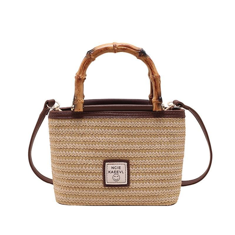 Summer Handbag For Travel: Women's Retro High-end Casual Woven Bucket Bag, Popular Among Trendy Off-beat Shoulder Bags._voghion.com