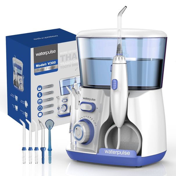 Waterpulse Electric Water Flosser Oral Irrigator, 800ML Large Capacity Dental Water Hygiene Flossing Teeth Cleaner, 10 Modes & 5 Pack Replacement Tips_voghion.com