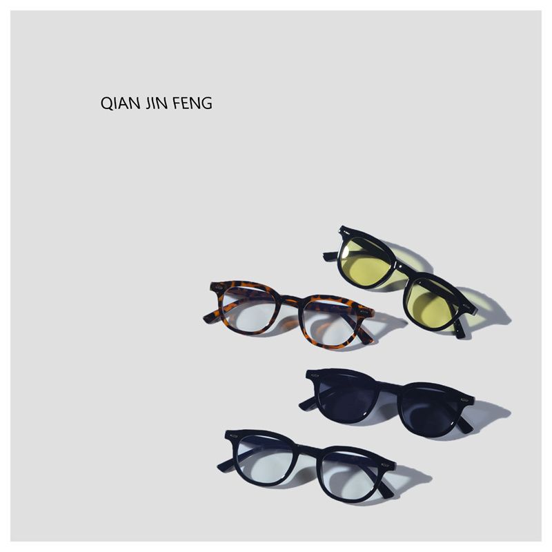 LazyZoom K-style Star G-Dragon Same Style Retro Frame Yellow European And American Internet Hot Hip Hop Haruku Small Face_voghion.com