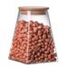 Unregelmäßiges quadratisches Glas versiegelt Küche Lebensmittel trapezförmige Tee Kanister Kaffee Bean Storage Jar_voghion.com