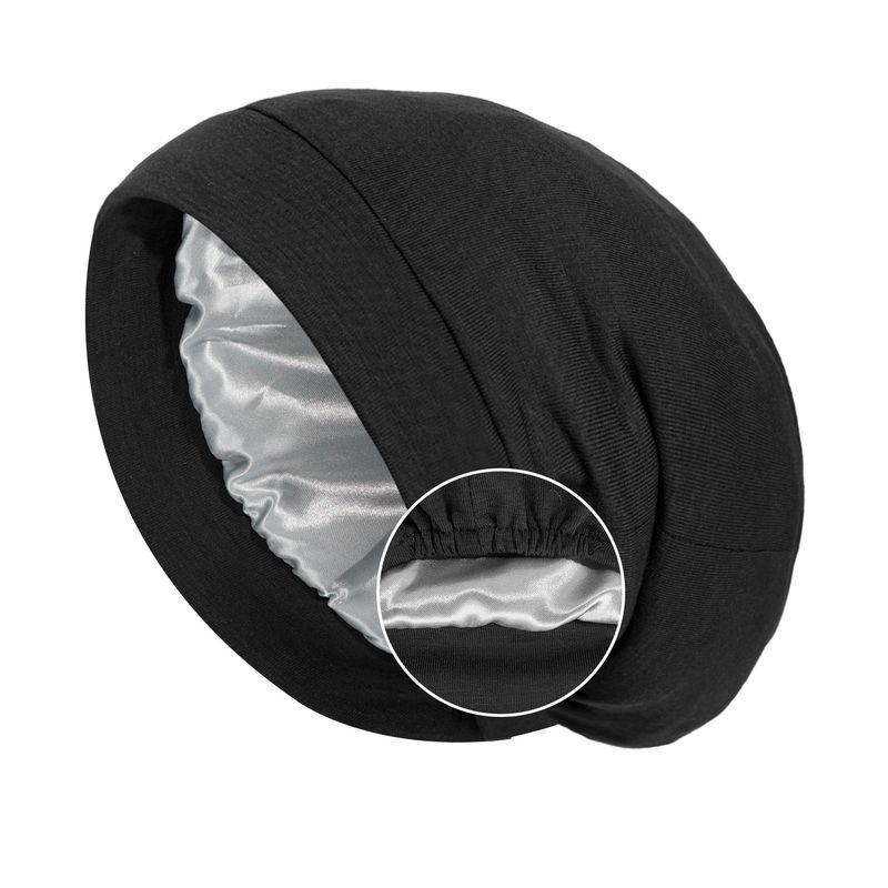 New Cotton Solid Color Sleeping Caps Double Layer Satin Lined Chemotherapy Caps Elastic Pullover Caps_voghion.com