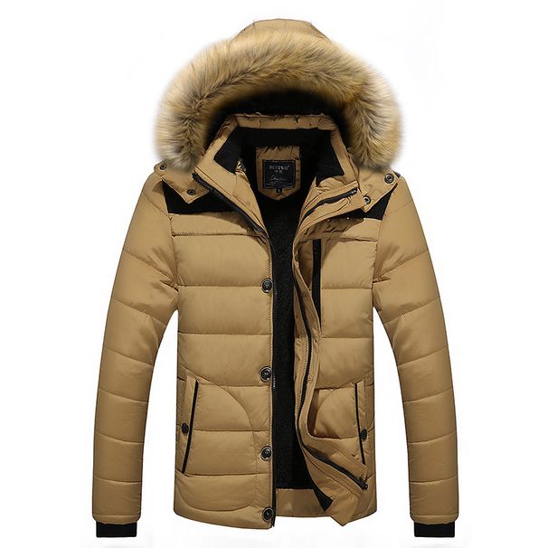 Men's Winter Hooded Padded Jacket - Slim Fit Nylon Shell With Polyester Lining Lightweight & Warm Casual Outerwear (Khaki/Red/Black/Navy)_voghion.com