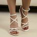 New Strappy Cross Strip High Heels Plus Size Strappy Open Toe One-line Buckle Sandals_voghion.com