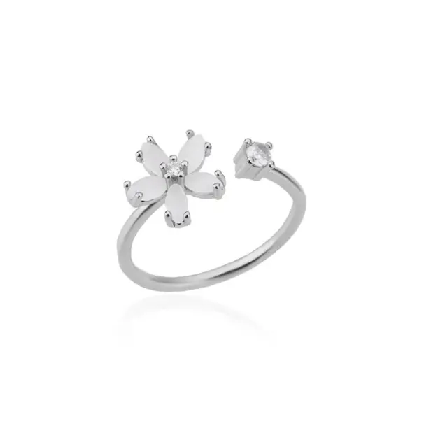Vendite calde Anelli Flowe Opal per donne Anello in acciaio inossidabile con zirconi cubici 2024 Anelli estetici Floal Wedding Jewely_voghion.com