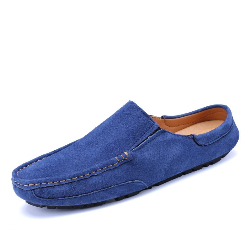 Spring and summer breathable bag head half slippers men a slip-on British non-slip heelless lazy bean shoes sandals_voghion.com