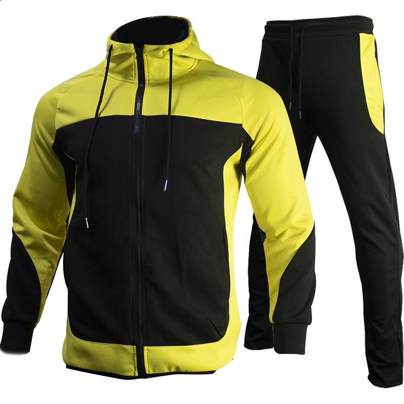 İlkbahar ve Sonbahar stili erkek kapşonlu patchwork kontrast siyah, kırmızı, gri, mavi, sarı rahat spor bol kollu_voghion.com