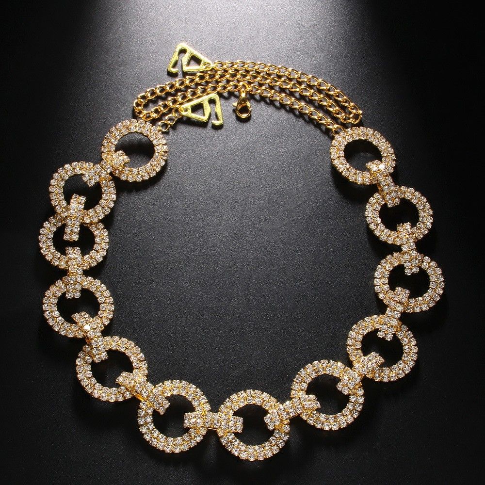 Catena da spalla con cerchio in strass per gioielli da donna, popolare catena da spalla con diamanti super flash, semplice tracolla per abito da donna_voghion.com