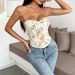 Sexy Spicy Girl Low-Cut Backless Floral Wrapped Chest Diamond-Shaped Fishbone Waist-Cinching Camisole L0033_voghion.com