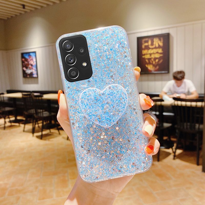 Brillant Paillettes Coeur Amour support pour téléphone étui pour samsung Galaxy A12 A22 A32 A42 A52 A72 A13 A23 A33 A53 A73 4G 5G Silicone_voghion.com