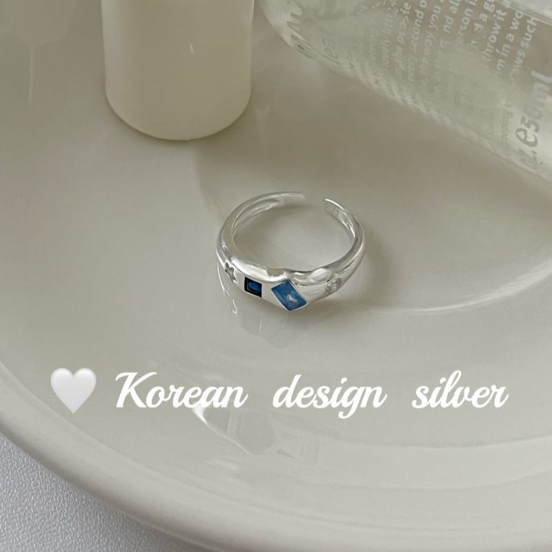 Anello in argento puro con diamanti colorati geometrici, stile coreano Ins, per donna_voghion.com