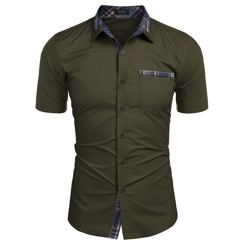 Men's Clothing Short Sleeved Plaid Fashion Casual Tops Shirts_voghion.com