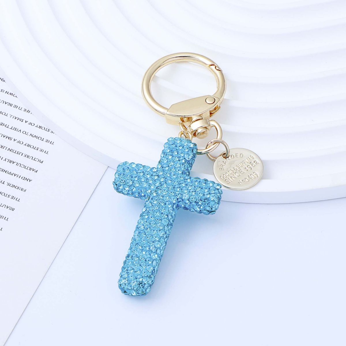 New Keychain With And Tassel, Car Key Ring, Handbag Backpack Cross Pendant Full Of Rhinestones_voghion.com