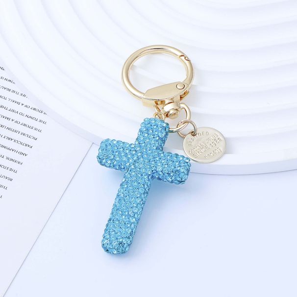 New Keychain With And Tassel, Car Key Ring, Handbag Backpack Cross Pendant Full Of Rhinestones_voghion.com