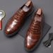Aofu Schuhe 3199 Stein Muster Casual Single Schwarz Braun Leder herren Schuhe Schnürung_voghion.com