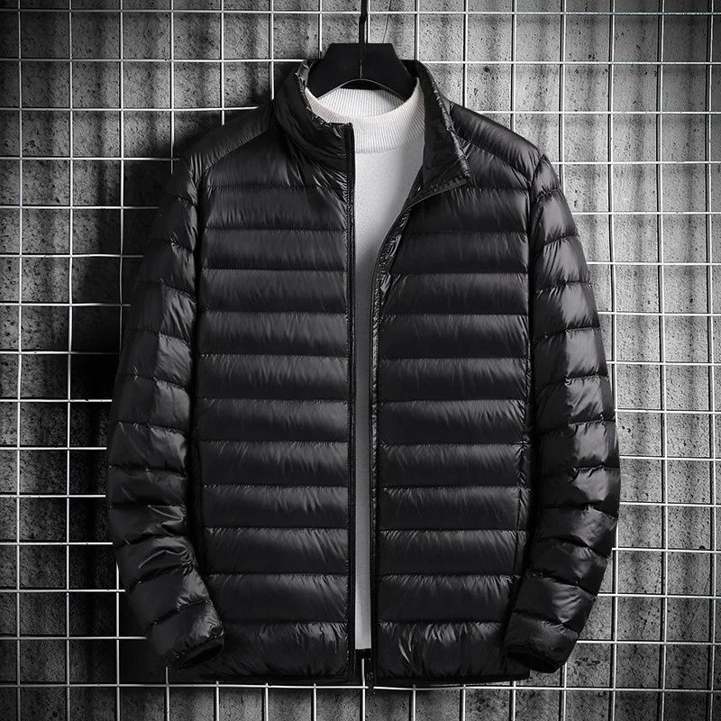 Leichte Baumwolljacke für Herren, lässig, bedruckbar, kurzer Kragen, weit geschnittener Baumwollmantel, große Oberbekleidung für Männer_voghion.com
