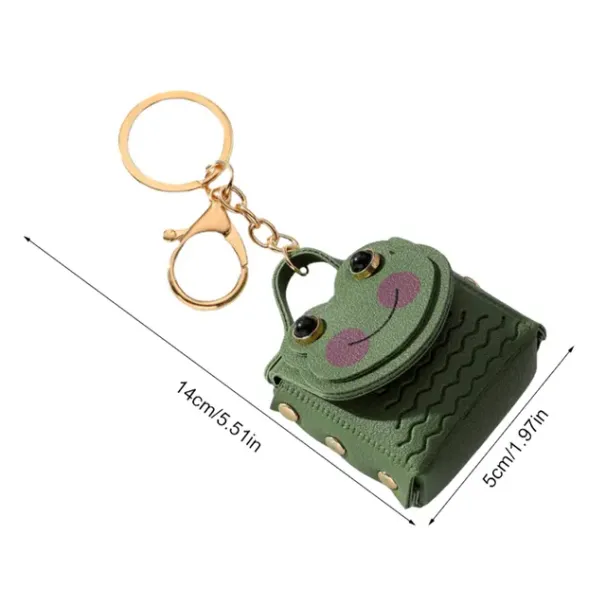 Creative Leather Frog Coin Purse Car Key Chain Pendant Bluetooth Headset Cute Keychain Mini Storage Bag_voghion.com