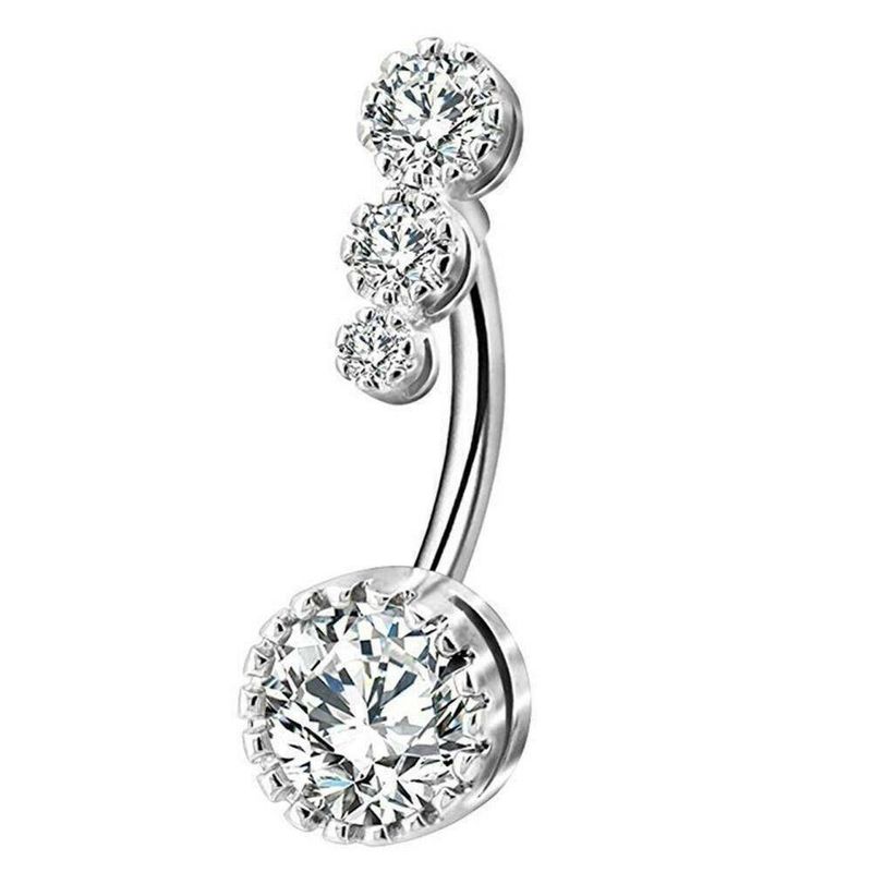 New belly button nail round inlaid zircon belly button buckle belly button ring piercing jewelry for women_voghion.com