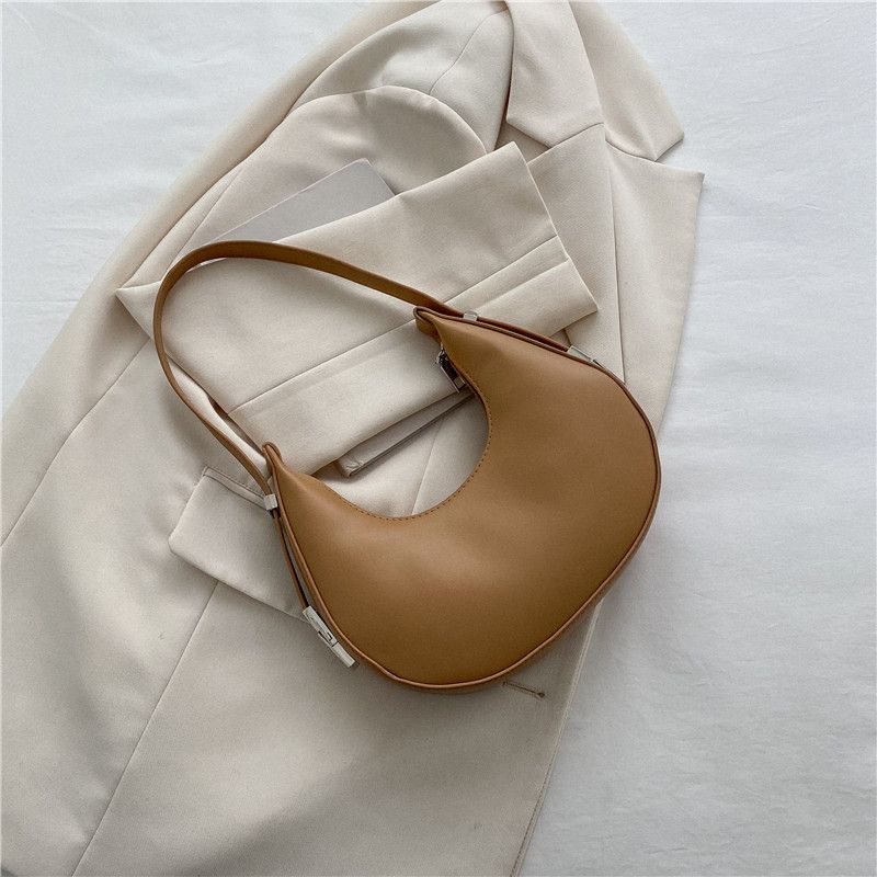 Französische Nischen-Halbmondform für den Sommer neuer Trend für Damen, einfarbig, lässige Textur, modische Schulter-/Unterarmtasche_voghion.com