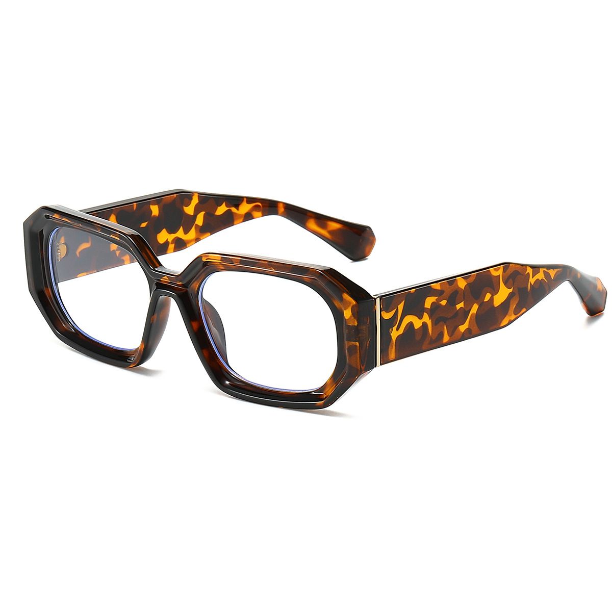 Herenzonnebril met klein montuur, heren- en dameszonnebril met UV-bescherming, hoogwaardige beige polygonale anti-blauw licht_voghion.com