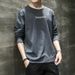 Long Sleeved T-Shirt, Men's Slim Fit, Oversized, Fat And Elastic Korean Version, Printed T-Shirt, Round Neck, Trendy_voghion.com