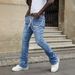 Herren Straight Fit Patch Denim Jeans – Trendy Stacked Pants für europäischen & amerikanischen Streetstyle_voghion.com