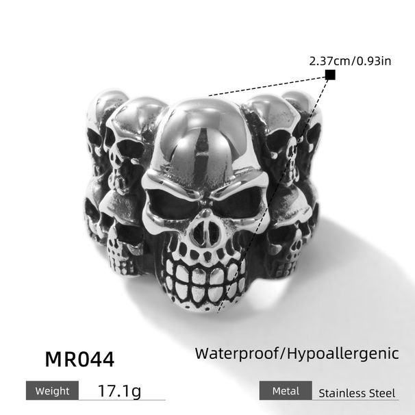 Anelli in acciaio inossidabile con teschio, punk, gotico, in acciaio al titanio, da uomo, da indossare in modo atmosferico, popolari_voghion.com
