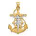 14K Two-tone Polished/Satin D/C Mariner Cross Pendant_voghion.com