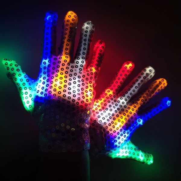 Luminous Toys New Sequin Luminous Jackson Performance Gloves Halloween Christmas Thanksgiving Color LED Luminous Gloves_voghion.com