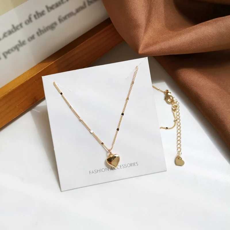 Collana con ciondolo a forma di cuore piccolo per donna, regalo, collane girocollo bohemien in metallo lucido e semplice, a catena corta, gioielli di tendenza_voghion.com