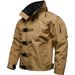 Tactical Biker Jacket For Men - Urban Commuter Windproof Nylon Blender Coat With Multi-Pocket Design (Army Green/Black/Khaki)_voghion.com