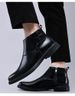 Large Size Men's Short Boots Retro Martin Boots Pointed Belt Buckle Velcro Cotton Boots Men's Shoes_voghion.com