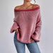 Women's Oversized Batwing Sleeve Striped Knit Sweater - Off-Shoulder Casual Pullover With Color Blocking, Comfortable & Stylish For Fall_voghion.com