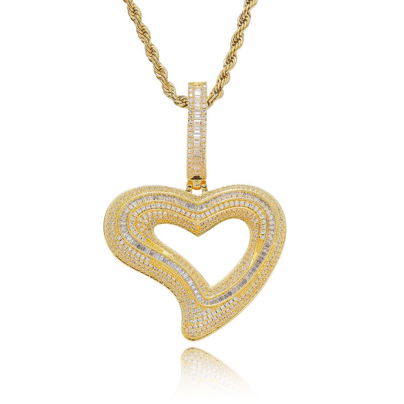 Unisex Ins Style T Square Zircon Irregular Love Pendant Hip Hop Necklace Personality Fashion Design Creative Accessories_voghion.com