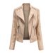 Dameskleding dames leren jas dames korte jas slim fit dunne leren jas dames motorpak_voghion.com