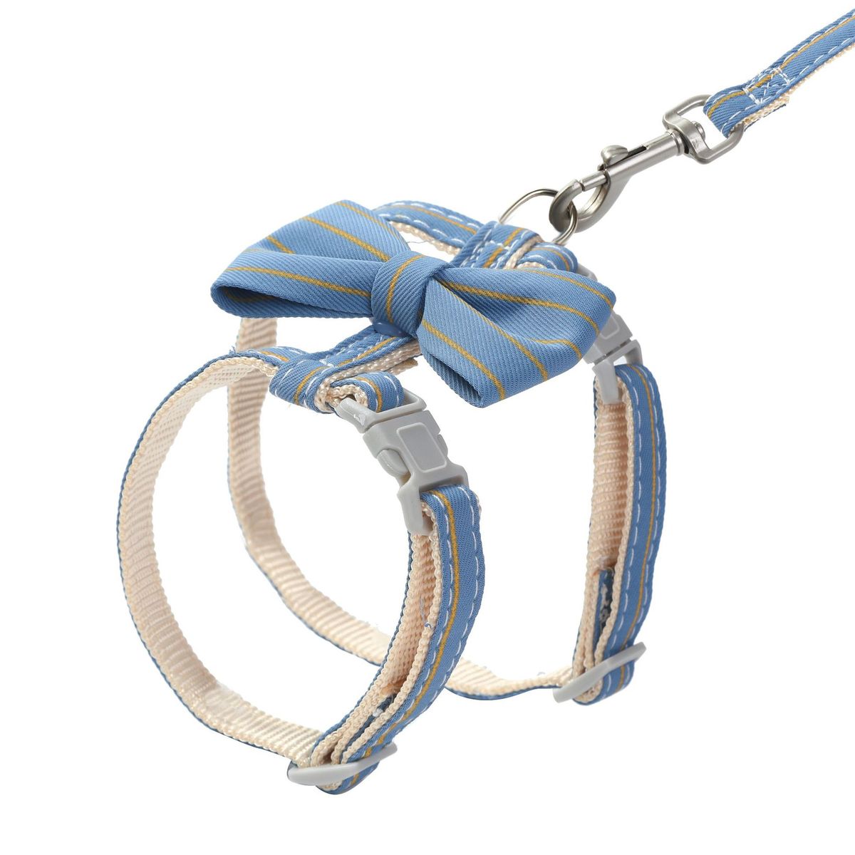 Katzenbedarf Gestreifte Katzenleine mit Schleife I-förmige Katzenleine Anti-Kampf-Brustgeschirr Heimtierbedarf Zugseil Welpentraktion_voghion.com
