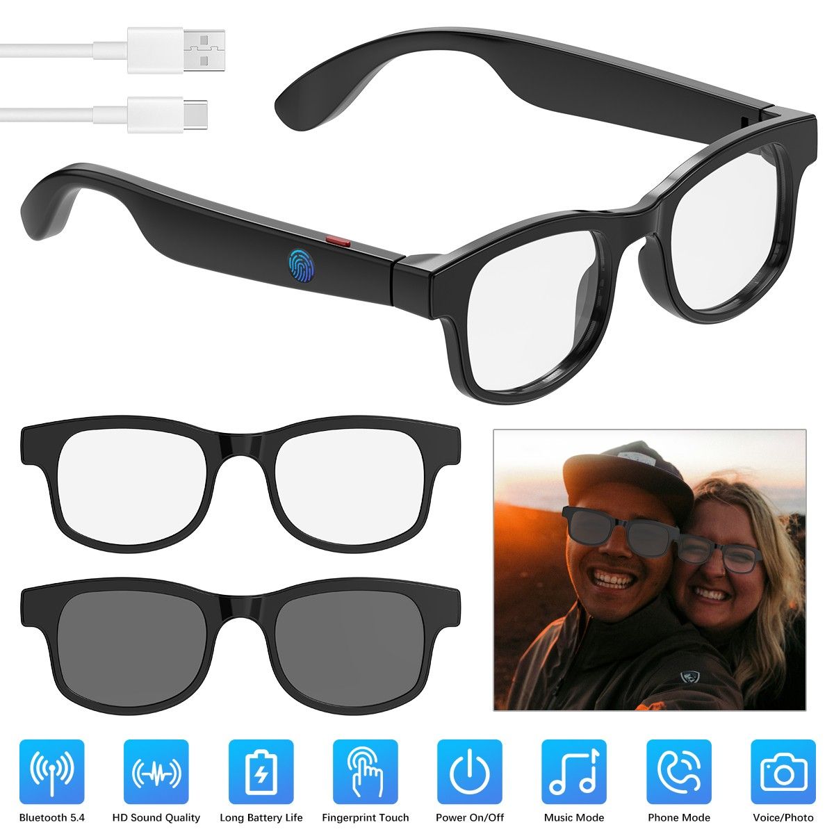 Lunettes connectées OWS, casque sans fil Bluetooth, lunettes de soleil, écouteurs de sport, microphone, appel_voghion.com
