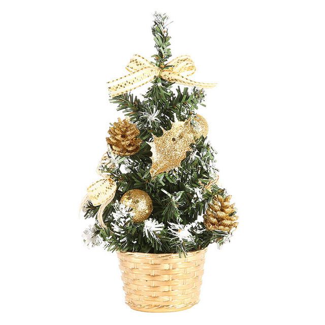 20cm Mini Christmas Tree Decorations - Festive PVC Tabletop Ornaments In Gold, Silver, Royal Blue & Red For Holiday Home Decor_voghion.com